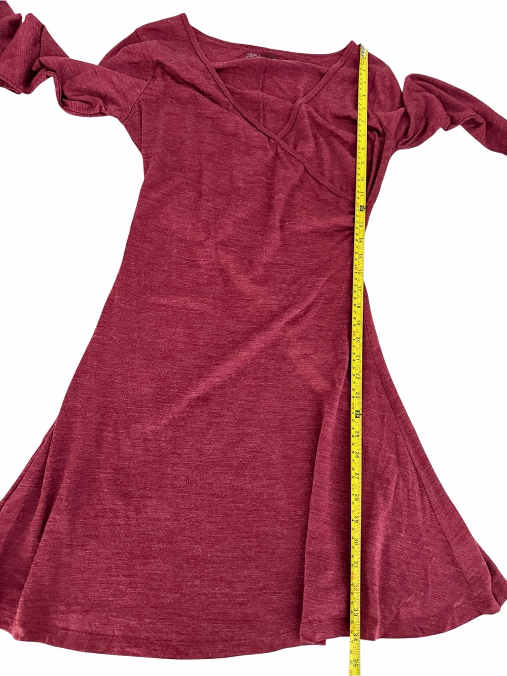 PRANA Burgundy Nadia Faux Wrap Wool Blend Long Sleeve Dress large - Picture 8 of 10